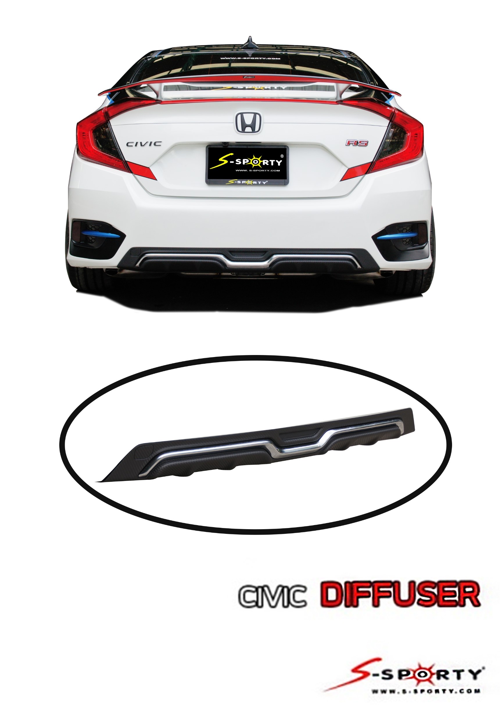 HONDA CIVIC ชุด DIFFUSERสเกิตร์คัน สปอยเลอร์