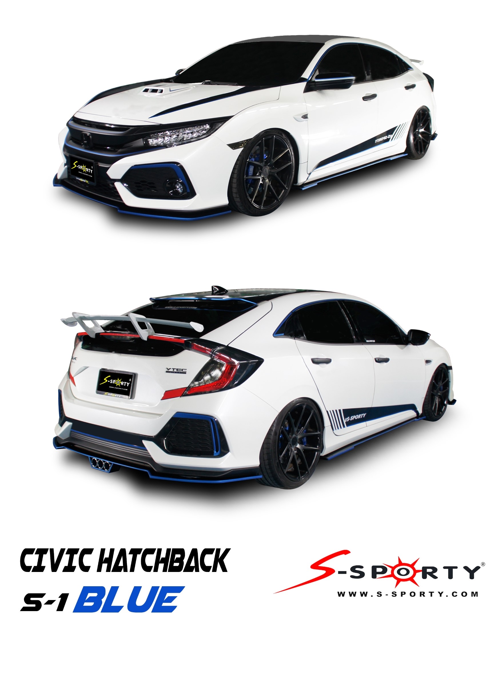 HONDA CIVIC สเกิตร์ สปอยเลอร์HATCHBACK S1 BLUE