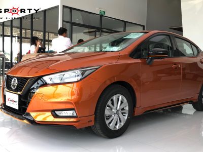 All New Almera 2020 สีส้มชุดแต่งรถยนต์ สเกิร์ตรอบคัน สปอยเลอร์ในชุด SPORT1 S-SPORTY